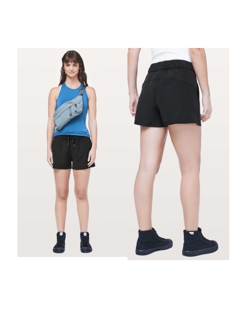Lululemon On The Fly mid rise black shorts